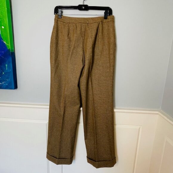 Vintage Lauren Ralph Lauren 100% Wool Houndstooth Plaid Trousers Pants Cuffed 4P - Picture 2 of 6